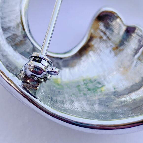 Vintage Signed Napier Brooch Silver Tone Mid Century Modernist Swirl Design Pin - Picture 8 of 11